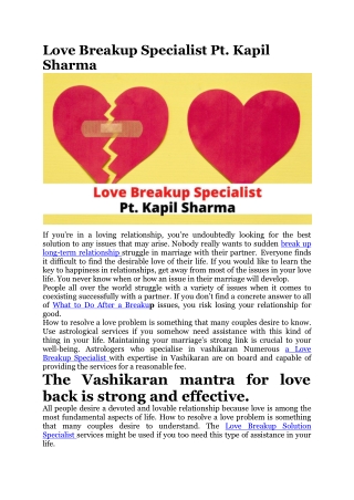 Love Breakup Specialist Pt. Kapil Sharma