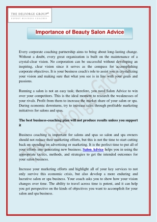 Importance of Beauty Salon Advice