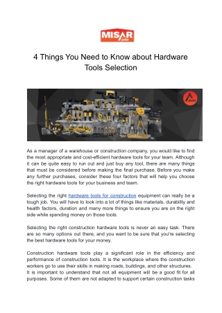 4 Things You Need to Know about Hardware Tools Selection (1)