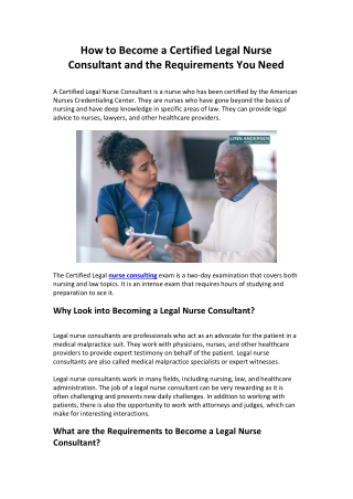 How to Become a Certified Legal Nurse Consultant and the Requirements You Need