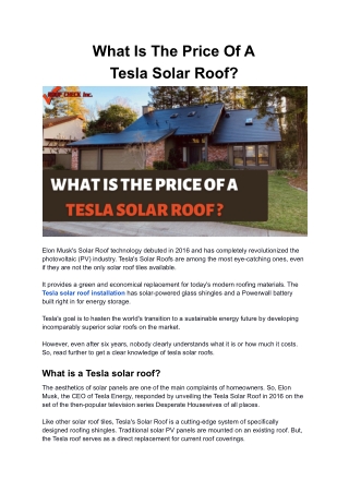 What Is The Price Of A Tesla Solar Roof?
