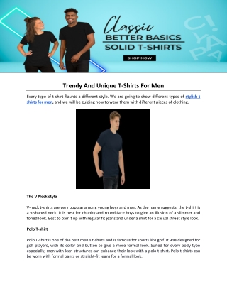 Trendy And Unique T-Shirts For Men