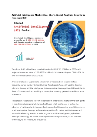 Artificial Intelligence Market Key Companies and Analysis, Top Trends by 2030