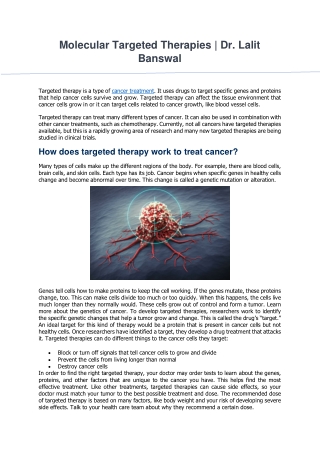Molecular Targeted Therapies  Dr. Lalit Banswal