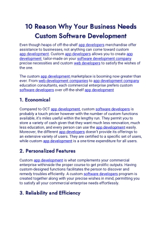 10 Reason Why Your Business Needs Custom Software Development