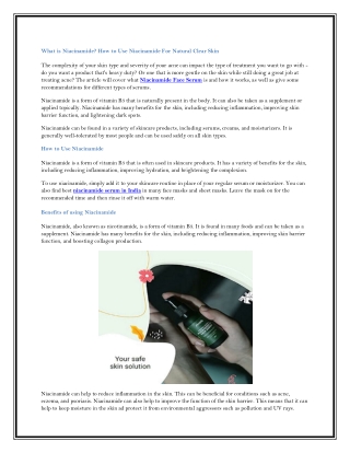 How to Use Niacinamide For Natural Clear Skin