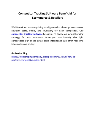Competitor Tracking Software Beneficial for Ecommerce & Retailers