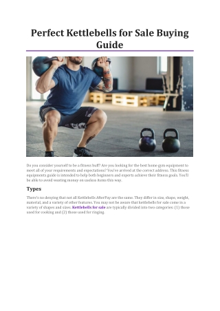 Perfect Kettlebells for Sale Buying Guide