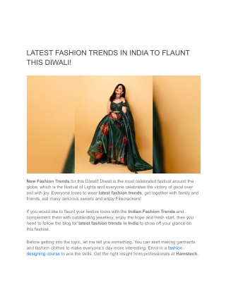 LATEST FASHION TRENDS IN INDIA TO FLAUNT THIS DIWALI