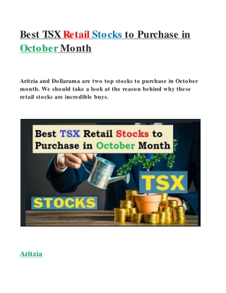 Best TSX Retail Stocks to Purchase in October Month