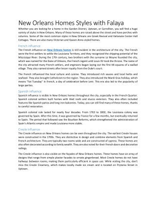 New Orleans Homes Styles with Falaya