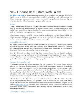 New Orleans Real Estate with Falaya