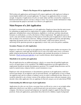 What Is The Purpose Of An Application For Jobs