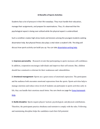 10 Benefits of Sports Activities