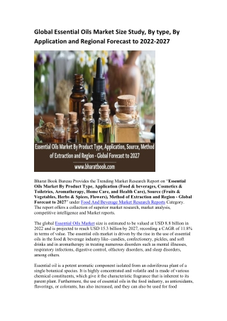 Global Essential Oils Market Research Report 2022-2027