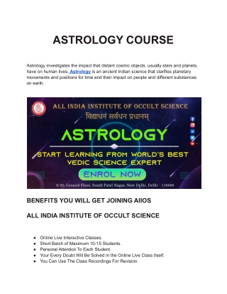 Astrology Course - All India Institute of Occult Science