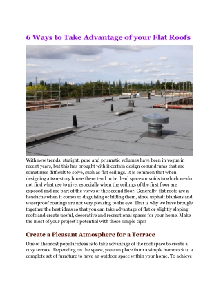 6 Ways to Take Advantage of Your Flat Roofs