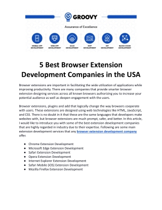 5 Best Browser Extension Development Companies in the USA