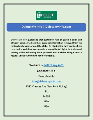 Delete My Info | Deletemyinfo.com