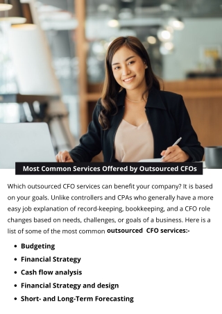 Most Common Services Offered by Outsourced CFOs