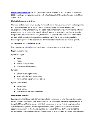 Material testing market