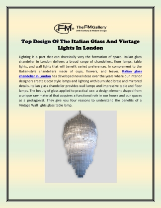 Top Design Of The Italian Glass And Vintage Lights In London