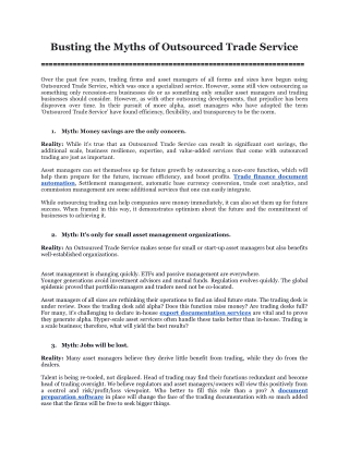 Busting the Myths of Outsourced Trade Service (1)