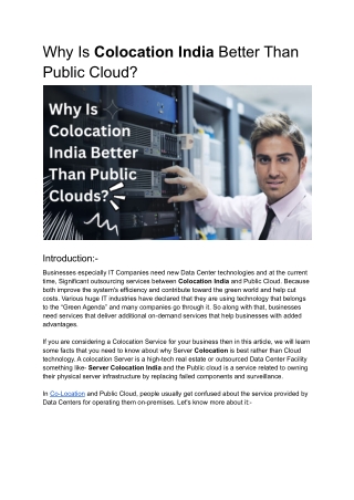 Why Is Colocation India Better Than Public Clouds