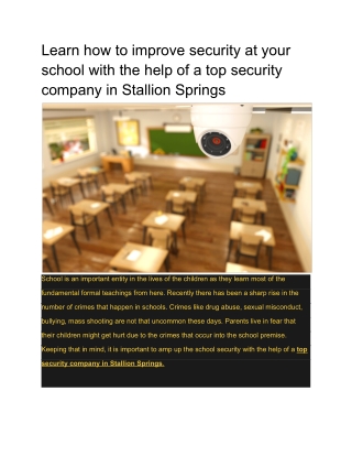 Learn how to improve security at your school with the help of a top security company in Stallion Springs