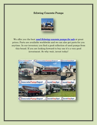 Schwing Concrete Pumps, concretepumpdepot.com