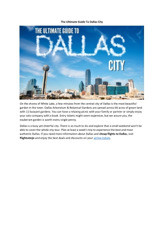 The Ultimate Guide To Dallas City