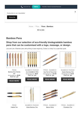 Buy Promotional and Custom Bamboo Pens Online In Australia