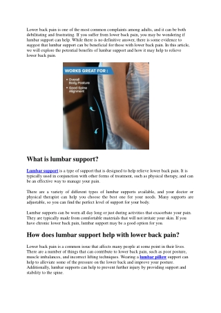 Is lumbar support good for lower back pain