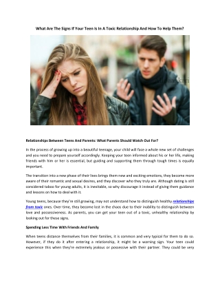 What Are The Signs If Your Teen Is In A Toxic Relationship And How To Help Them?