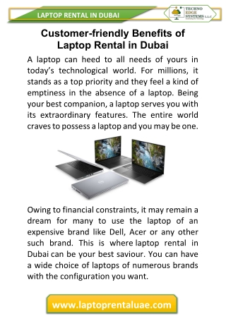 Customer-friendly Benefits of Laptop Rental in Dubai