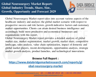 Global Neurosurgery Market 2022 Insight On Share, Application