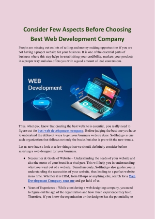 Consider Few Aspects Before Choosing Best Web Development Company.docx