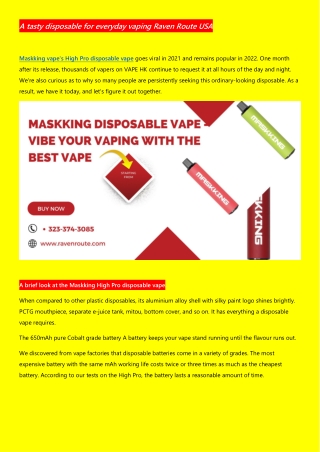 A tasty disposable for everyday vaping Raven Route USA