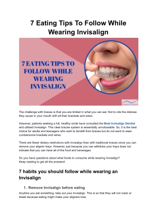 7 Eating Tips To Follow While Wearing Invisalign