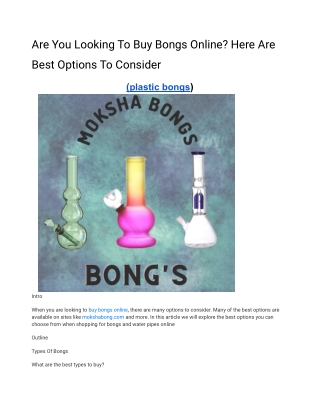 Are You Looking To Buy Bongs Online? Here Are Best Options To Consider