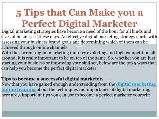 5 Tips that Can Make you a Perfect Digital Marketer