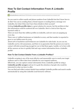 How To Get Contact Information From A LinkedIn Profile