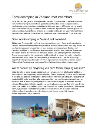 Familiecamping Zeeland met zwembad