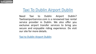 Taxi To Dublin Airport Dublin  Taxitoairportservice.com