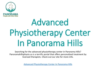 Advanced Physiotherapy Center In Panorama Hills | Panoramahillsphysio.ca