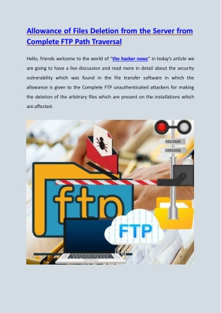 Allowance of Files Deletion from the Server from Complete FTP Path Traversal
