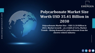 Polycarbonate Market Growth Analysis and Industry Forecast 2030