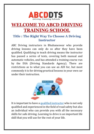 The Right Way To Choose A Driving Instructor