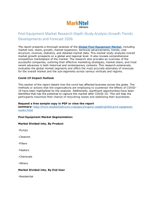 Global Pool Equipment Market Research Report: Forecast (2021-2026)