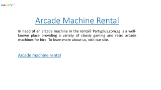 Arcade Machine Rental  Partyplus.com.sg